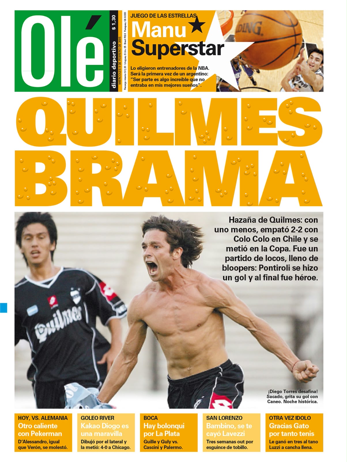 Olé: «Quilmes brama»