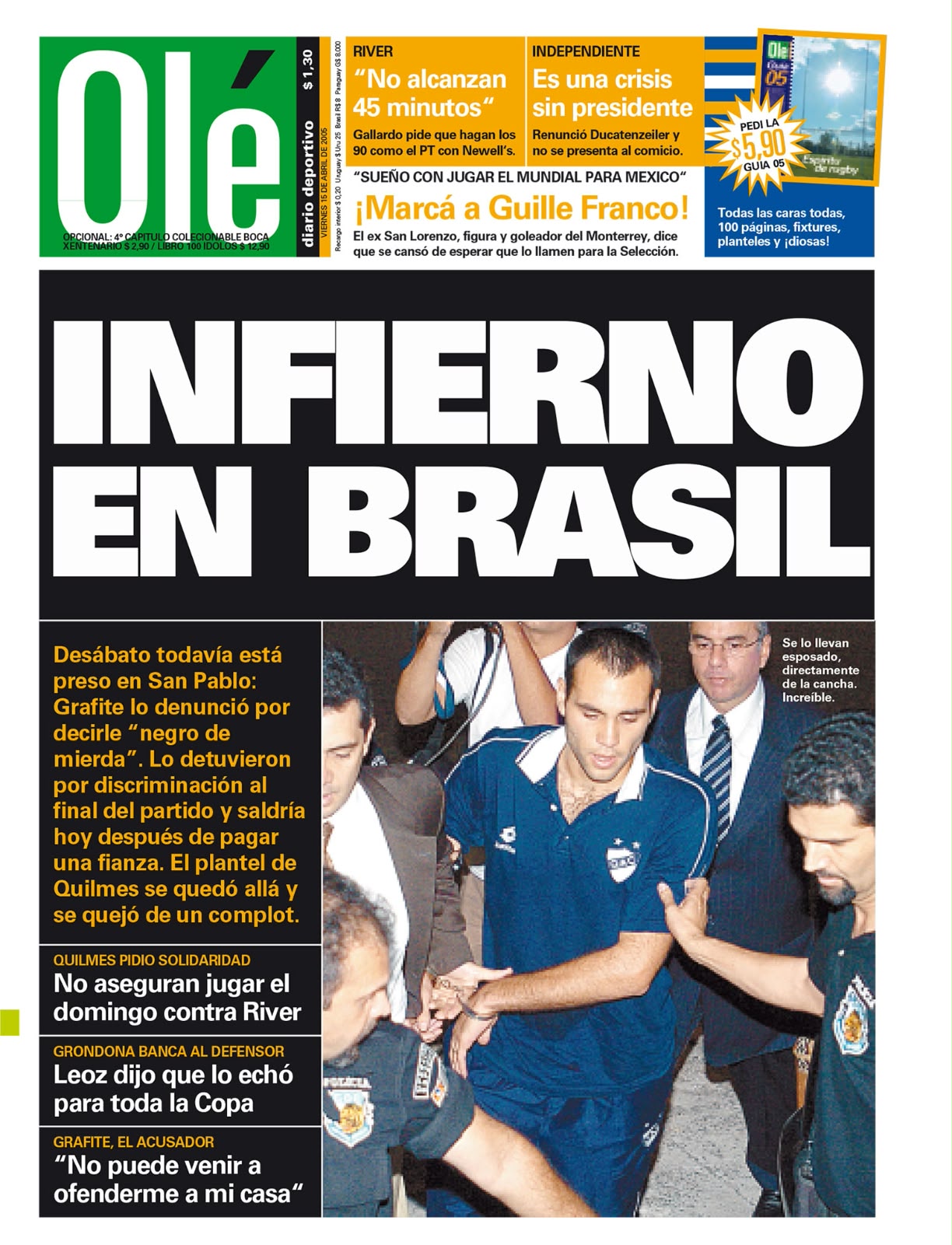 Olé: «Infierno en Brasil»